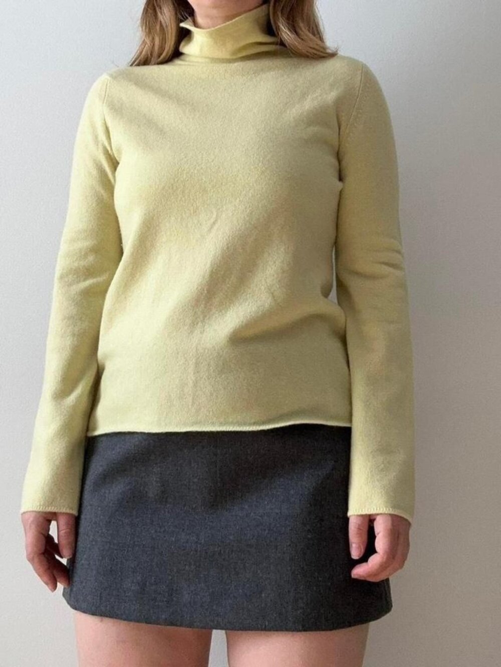 Vintage 90s Chanel lemon yellow cashmere turtleneck jumper
